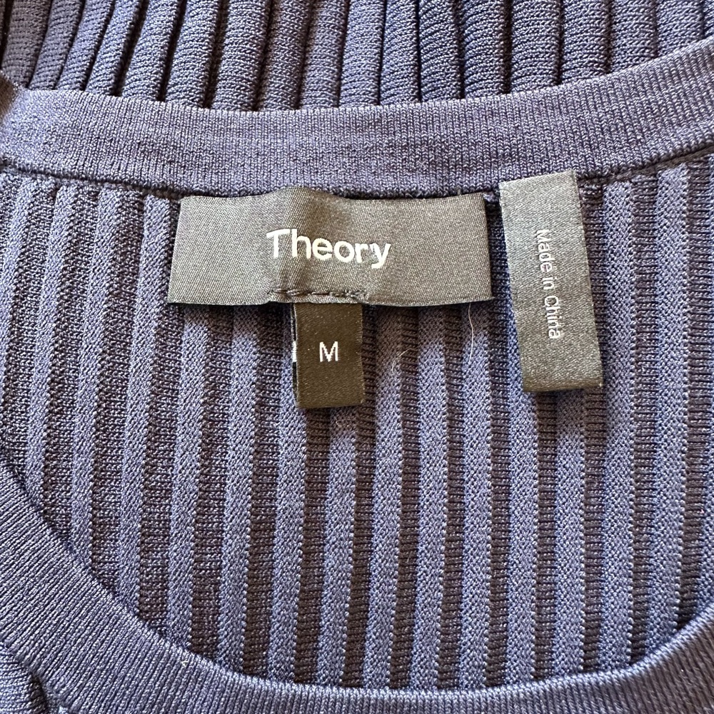 Theory Navy Ribbed Tank Ruff Bottom Woman's M - Picture 10 of 10
